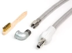 2 M Edelstahlschlauch / Edelstahl Gasschlauch + Winkel F. Gasanschluss + Reinigungsbürste (geeignet Für Flüssig- / Erdgas) - F. Gasherd,