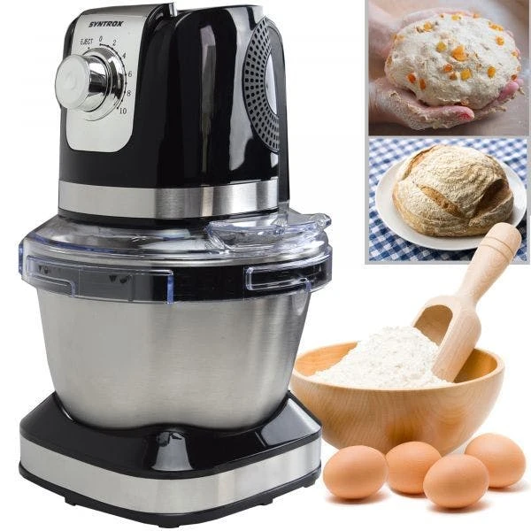 Küchenmaschine Wezen Knetmaschine & Mixer Mit Edelstahl-Behälter Schwarz 7 Küchenmaschine Wezen Knetmaschine & Mixer Mit Edelstahl-Behälter Schwarz – Bild 5