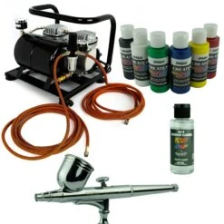 Airbrush Set Sparmax Airbrushpistole Saturn Kompressor Createx Farben Kit 3111